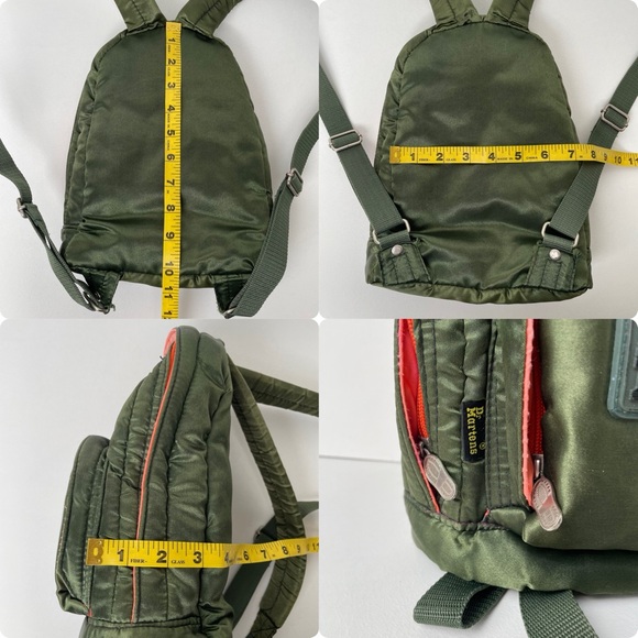 Vintage Dr. Martens Green Orange Nylon Flight Jacket Utility Small Mini Backpack - Picture 16 of 16